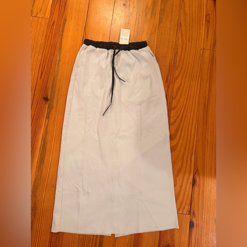 Sadie & Sage Pale Blue Maxi Skirt with Navy Drawstring
